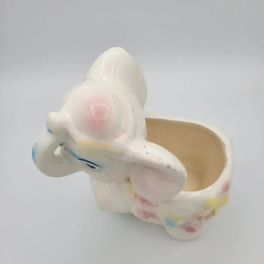 Vintage Pastel Elephant Planter Ceramic Nursery Decor